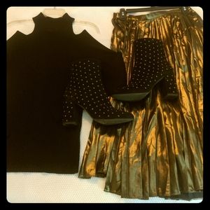 Ann Taylor NWT sz 8 gold pleated holiday skirt